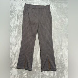 One Split Hem Straight Leg Office Pull On Pants Women’s Large Houndstooth